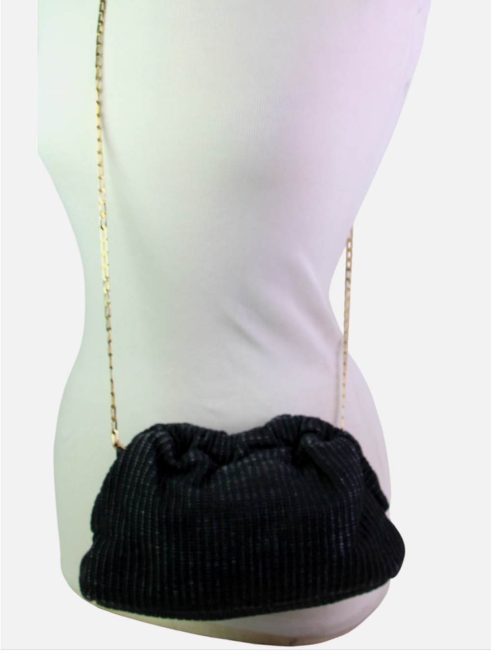 Mansur Gavriel Raffia Clutch with Gold Chain - Picture 4 of 4